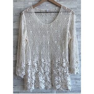ASOS Vila PICADO CROCHET PULLOVER cream‎ sweater Large/XL